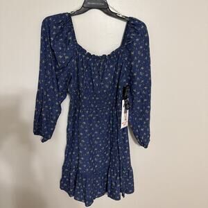 Celebrity Pink Women’s‎ Floral Print Babydoll Dress with Long Sleeves, Size XXL